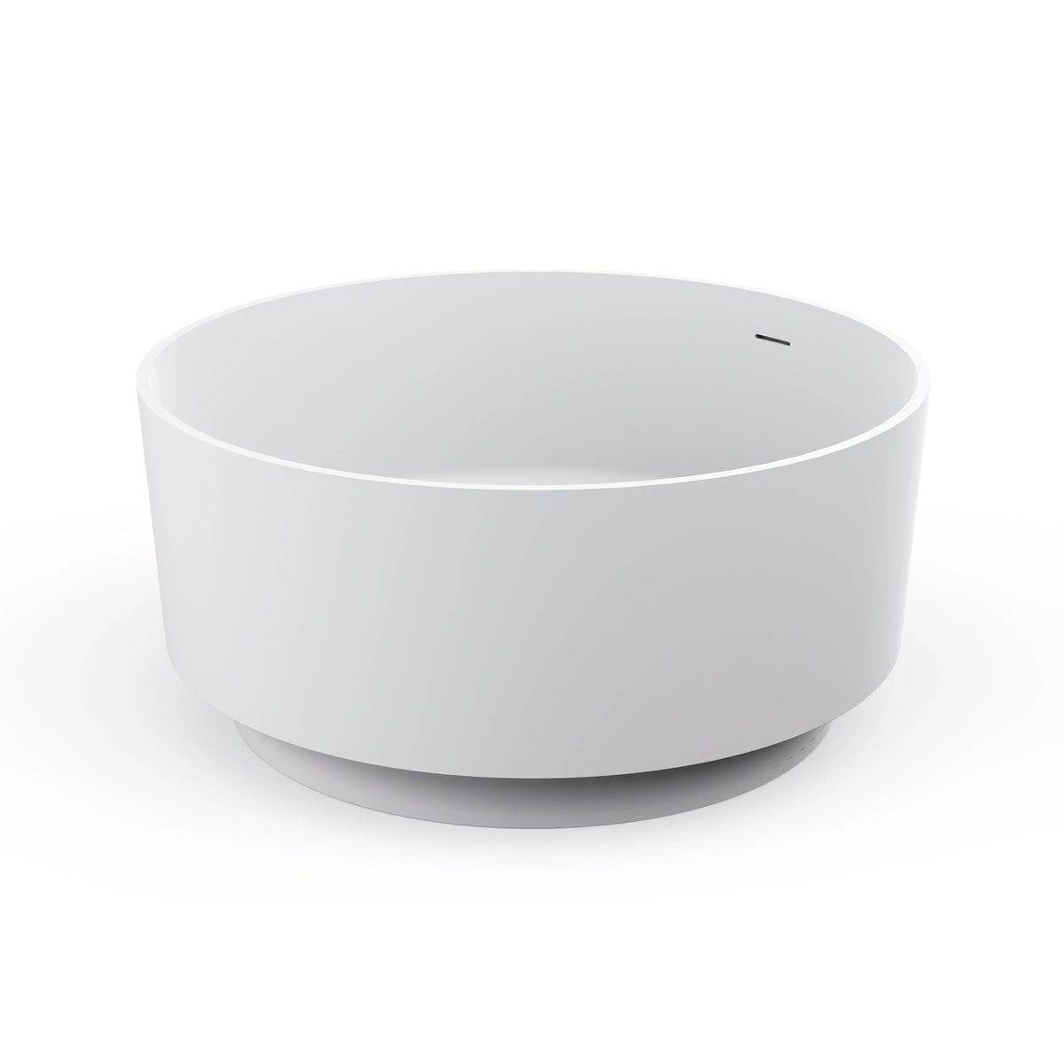 49 Inch Matte White Round Solid Surface Freestanding Soaking Bathtub