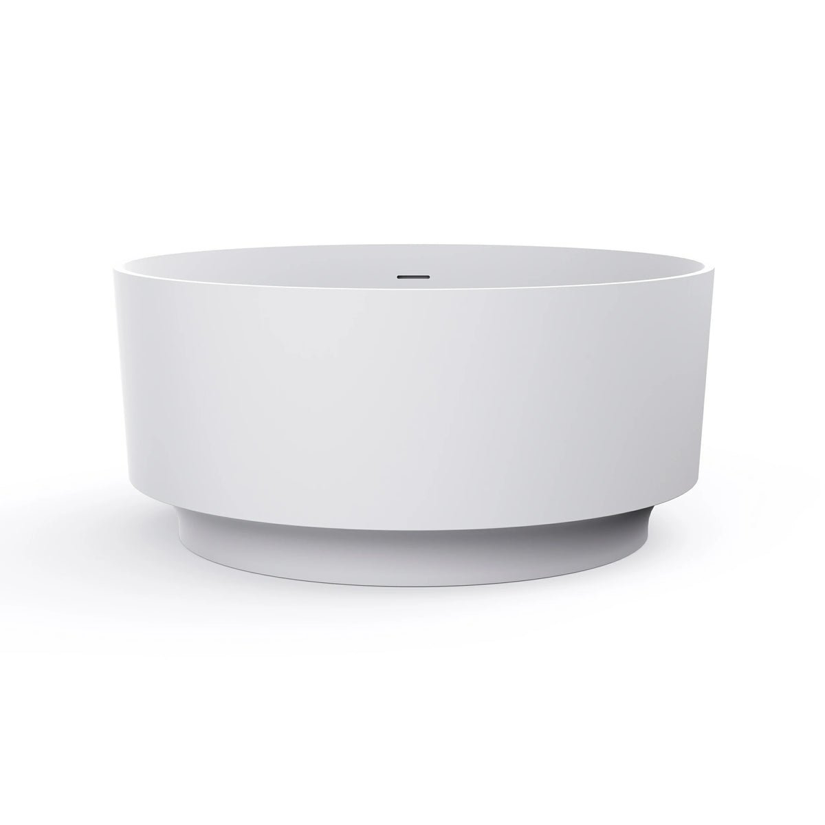 49 Inch Matte White Round Solid Surface Freestanding Soaking Bathtub