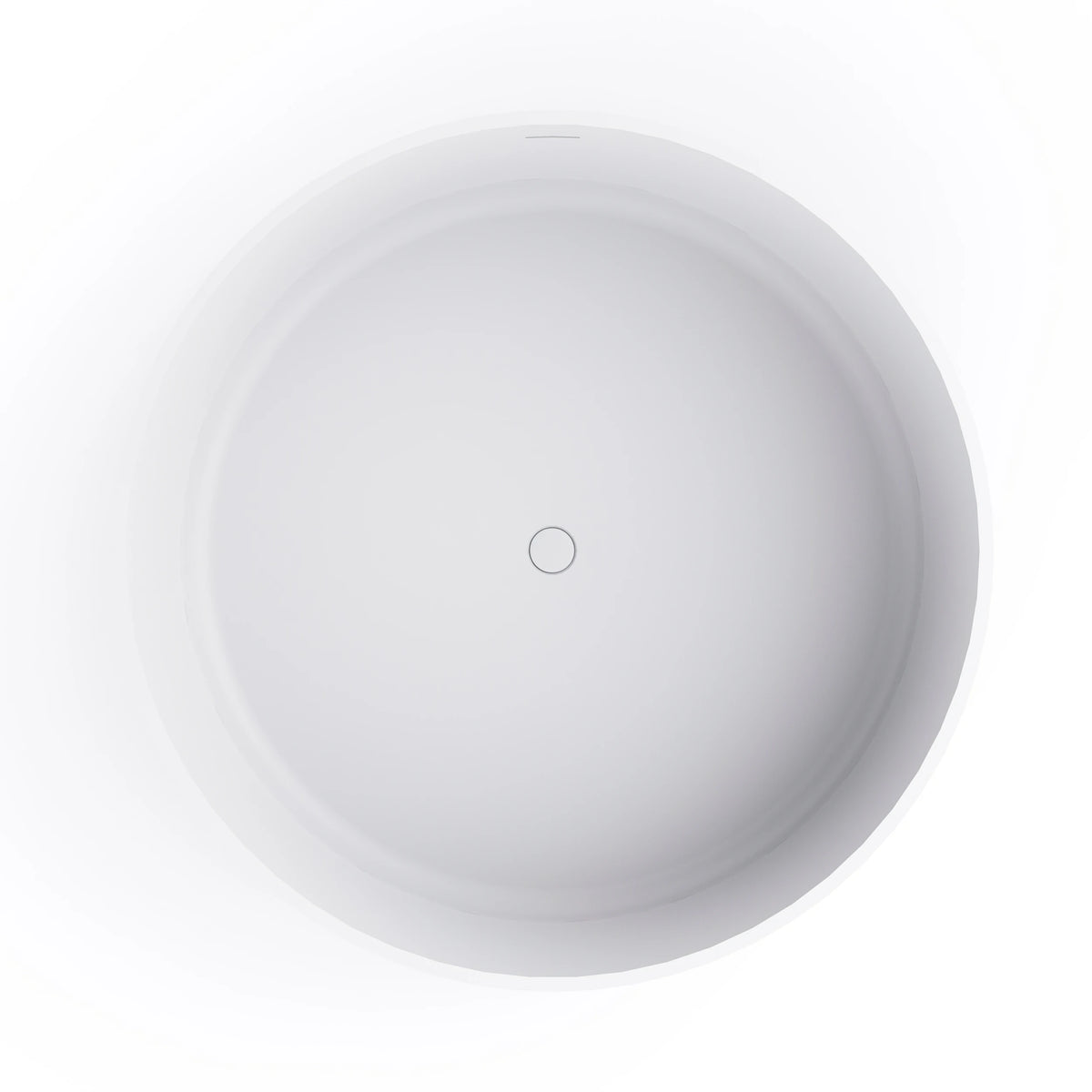 49 Inch Matte White Round Solid Surface Freestanding Soaking Bathtub