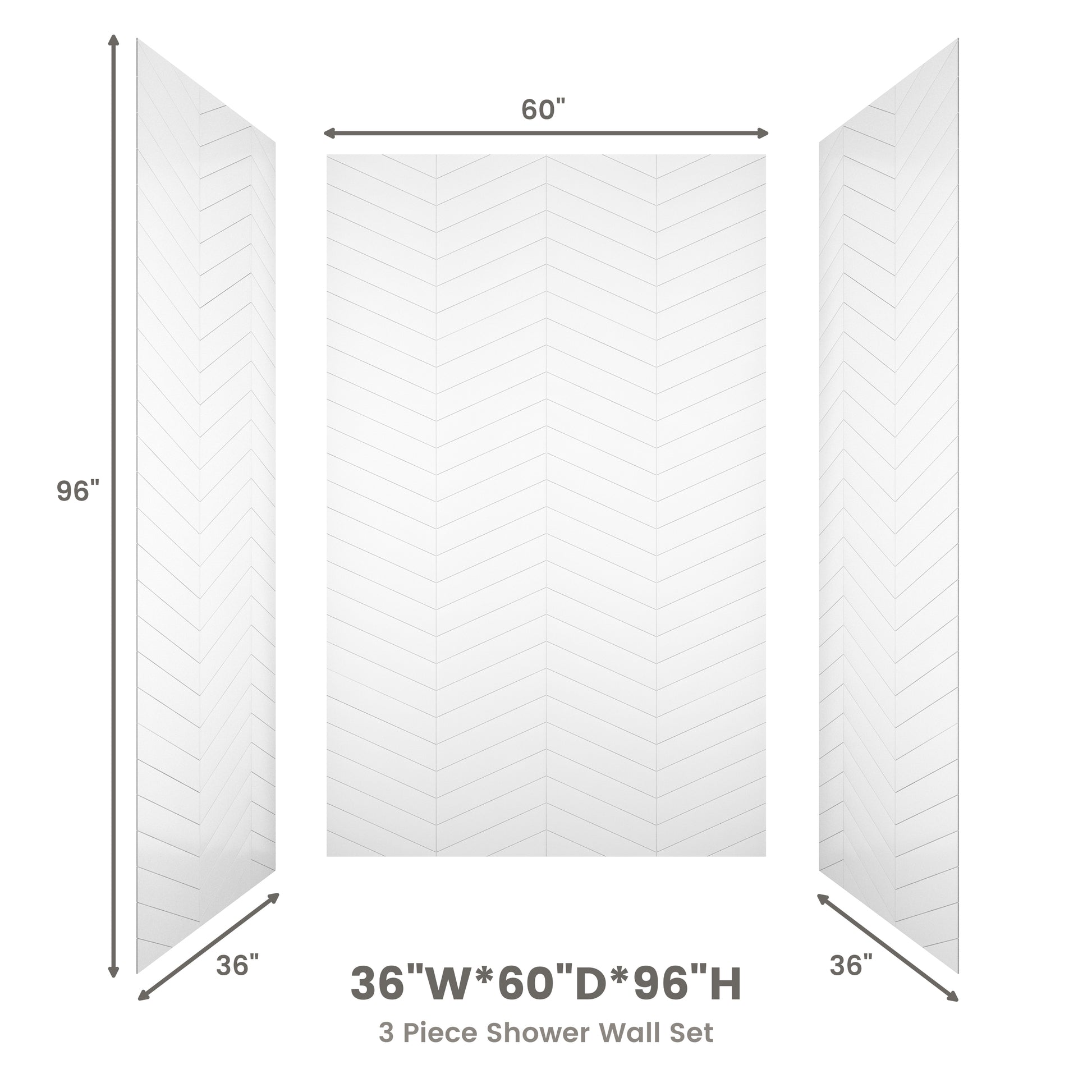 V-Shaped Herringbone SMC Shower Wall Panels with Waterproof & Easy Install
