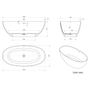 65" Freestanding Solid Surface Bathtub in Statuario White Marble Look with Ergonomic Backrest