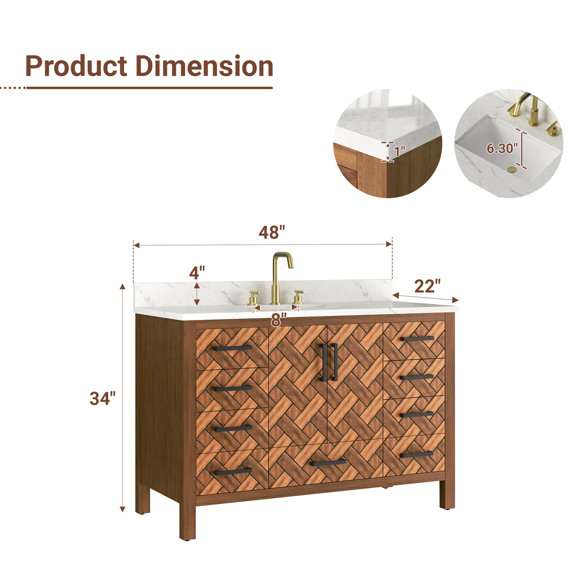 48" Bathroom Vanity with Engineering Stone Top & Single Sink