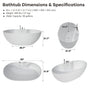 63" Matte White Solid Surface Freestanding Soaking Bathtub with Deck-Mount Faucet Set