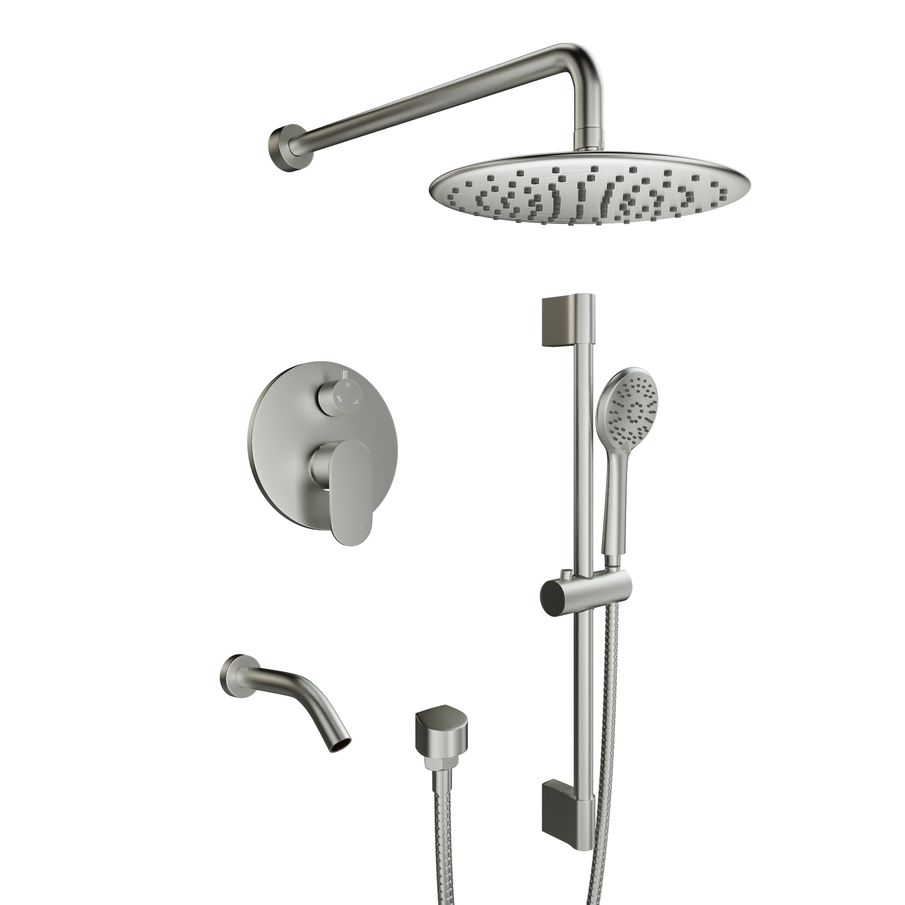 9" 3-Function Shower Faucet Set with Tub Spout & Slide Bar