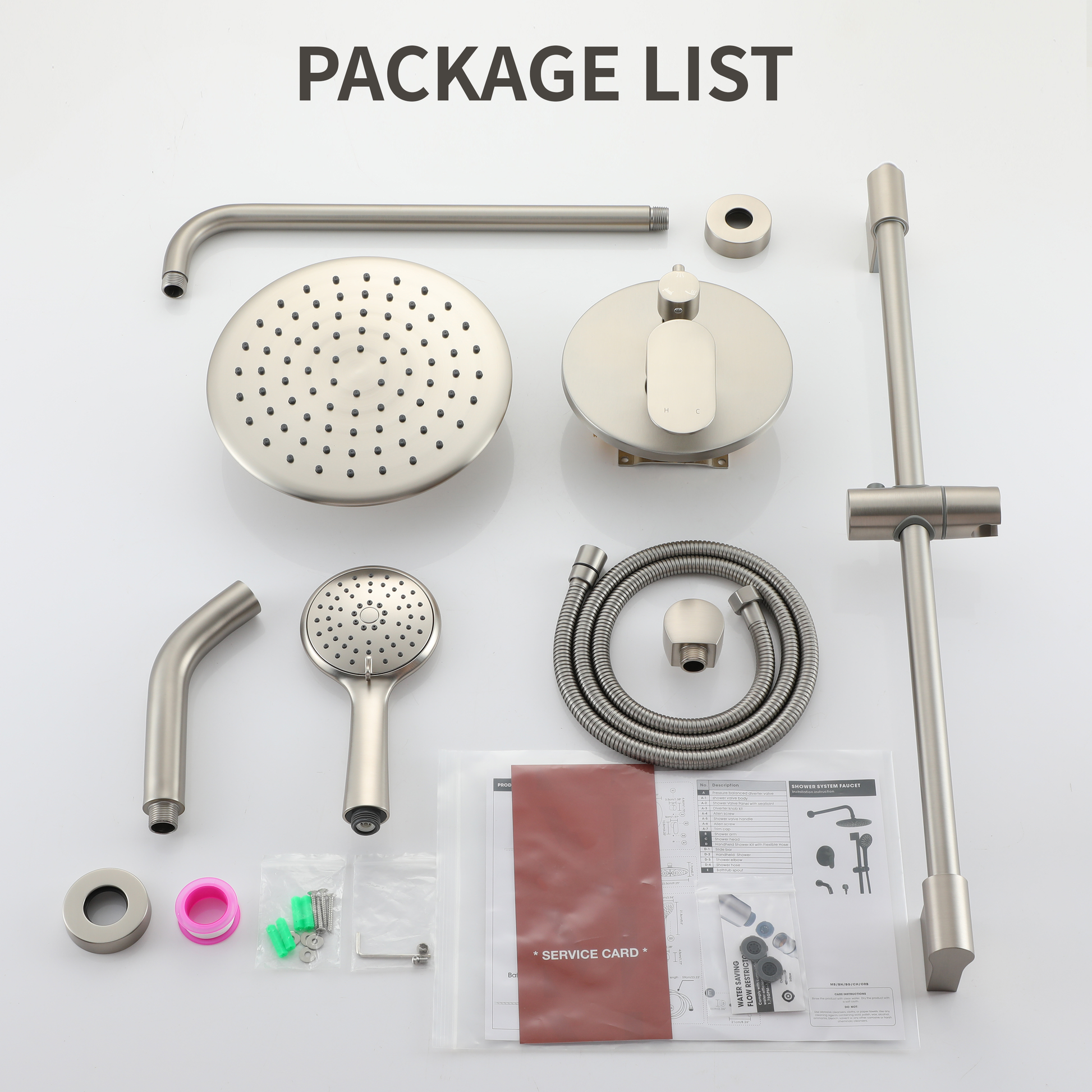 9" 3-Function Shower Faucet Set with Tub Spout & Slide Bar