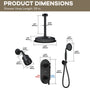 9"+4" Rainfall Thermostatic Concealed 3-Function Shower System with Handheld