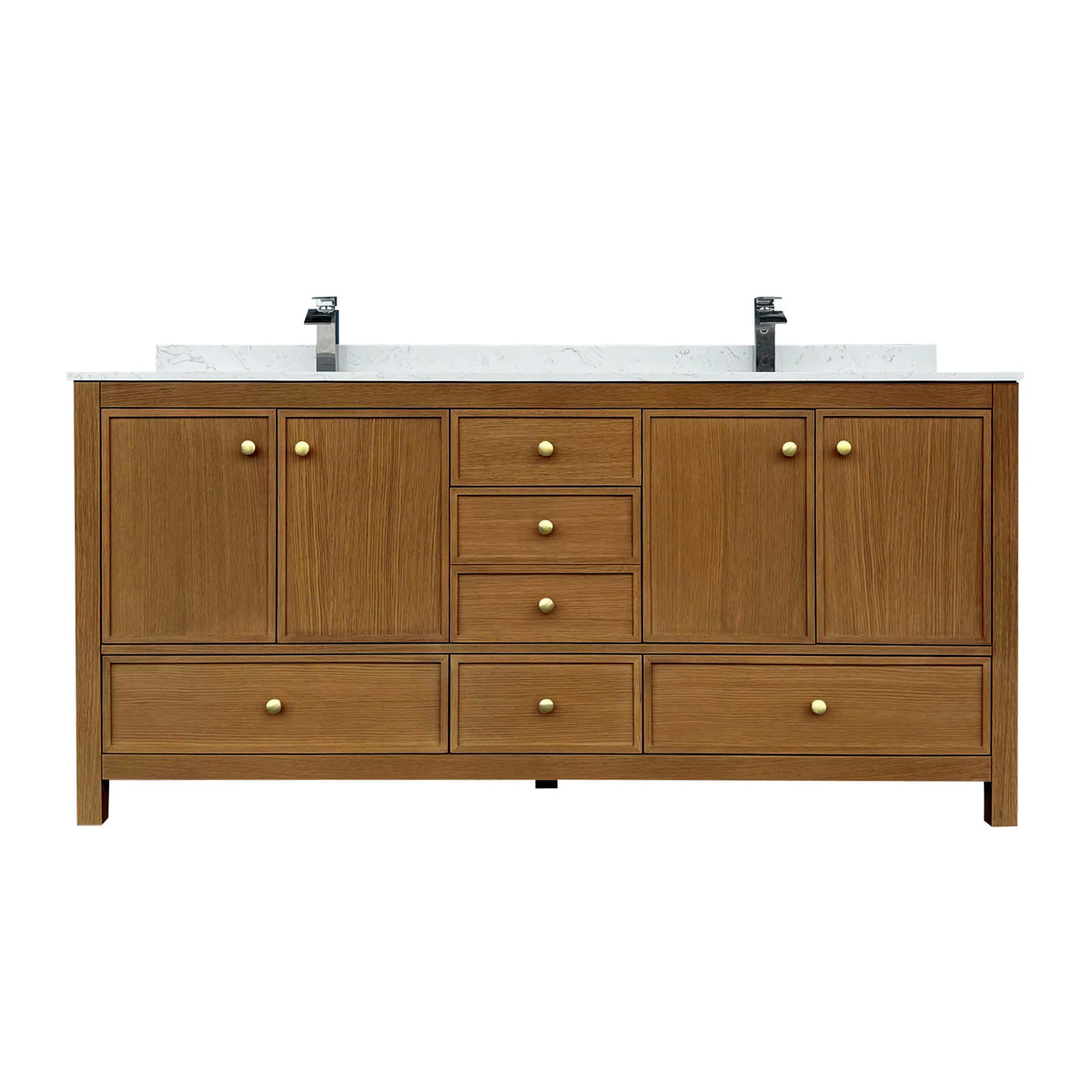 48"/60"/72" Freestanding Bathroom Vanity with Single/Double Sink & Marble Top