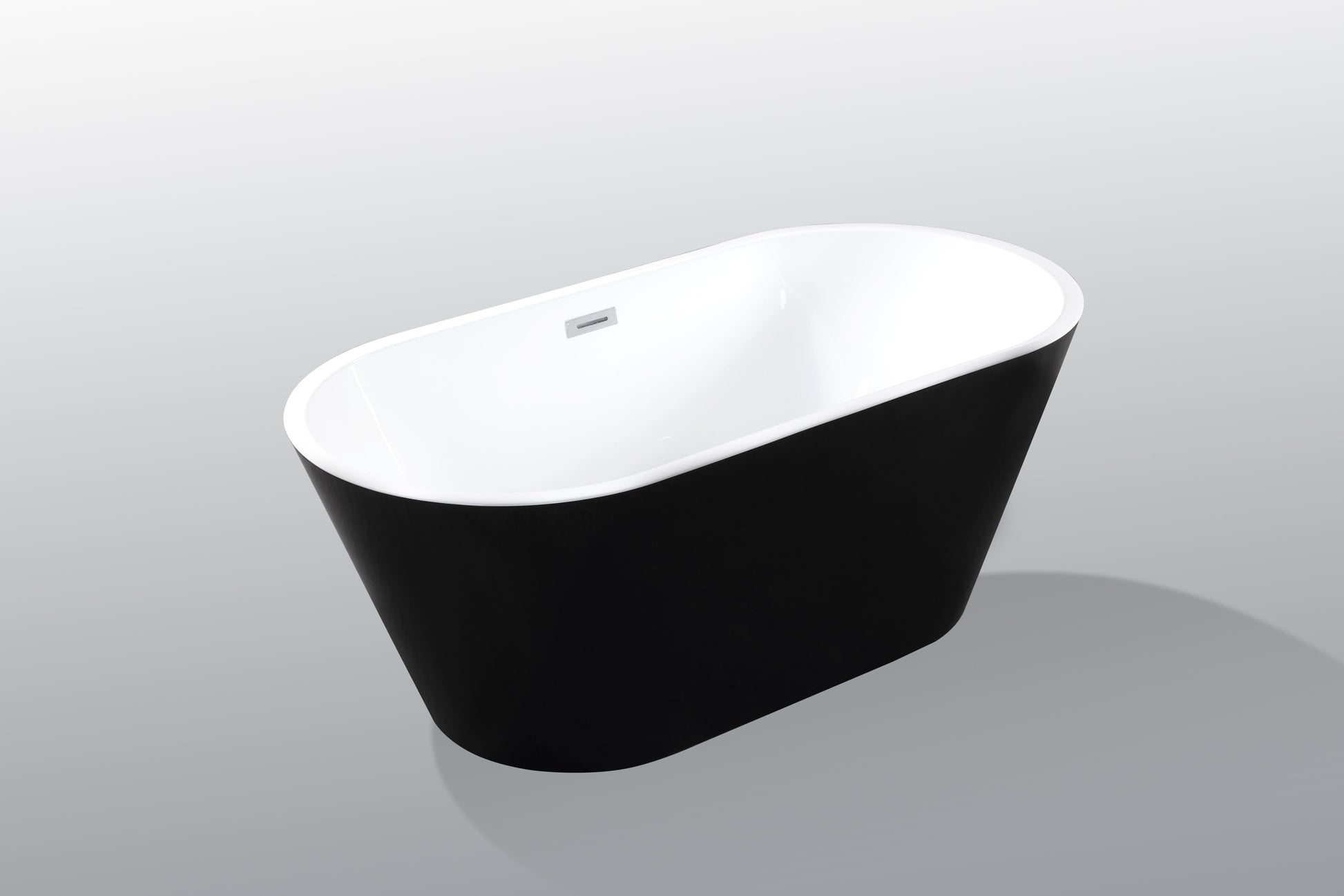 59 in. Acrylic Freestanding Soaking Bathtub with Toe-Tap Drain in Glossy White/Black