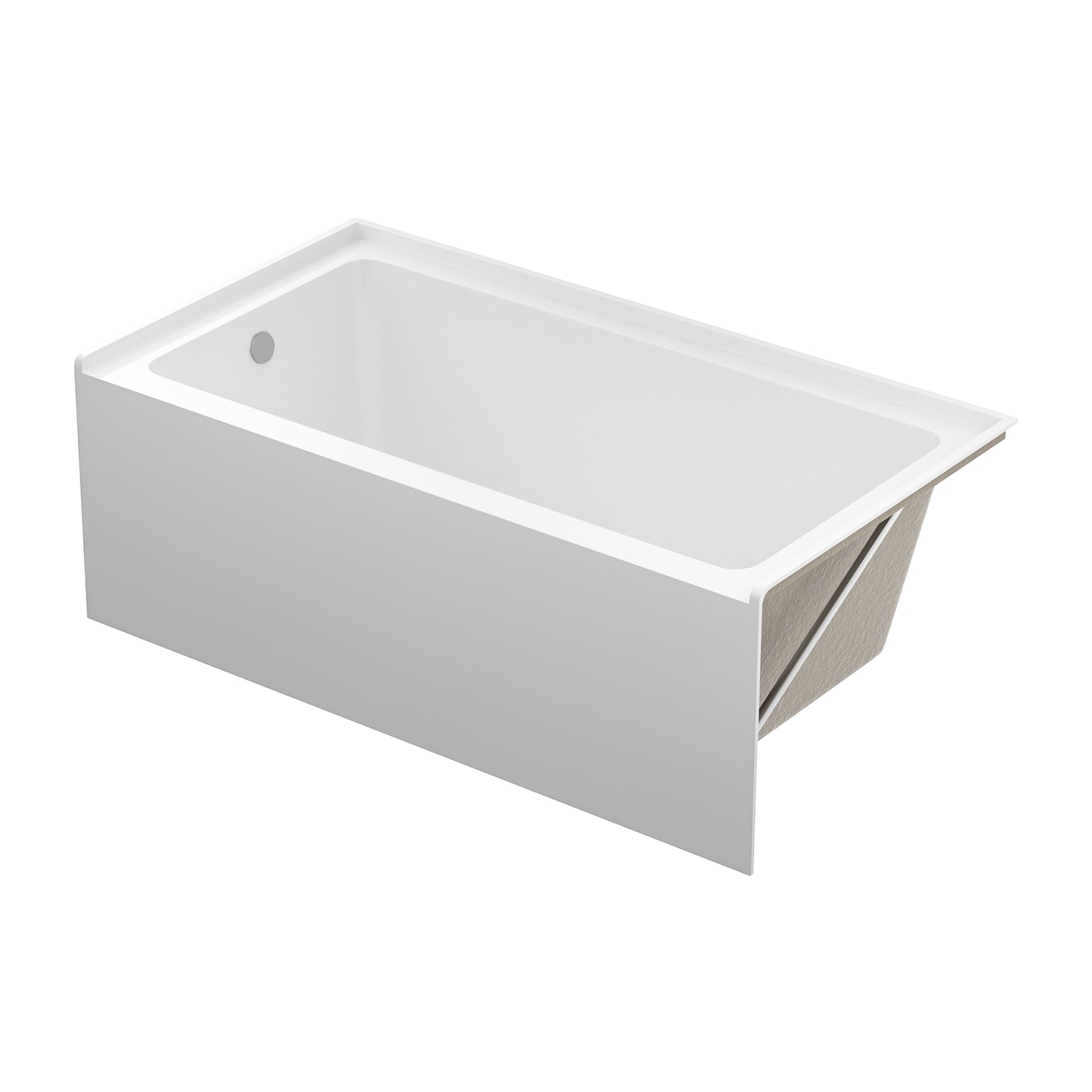 60 in. Glossy White Acrylic Alcove Soaking Bathtub with Integrated Skirt, Chrome Twist Drain and Overflow