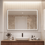 Contemporary Rectangular Aluminum Framed Bathroom LED Mirror