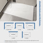 Curbless SMC Shower Base with Flamed Rock Slip-Resistant Surface, Reversible Drain