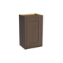 Inset Truffle Brown RTA 9-21"W x 30-42"H x 13.5"D 15-Size Single Door Wall Cabinet