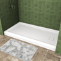 One-piece White Shower Base with Flamed Rock Slip-Resistant Surface, Left/Right Drain
