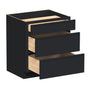 Slim Ebony Black Shaker RTA 12"-36"W x 34.5"H x 24"D 9-Size Drawer Base Cabinet with 3 Drawers