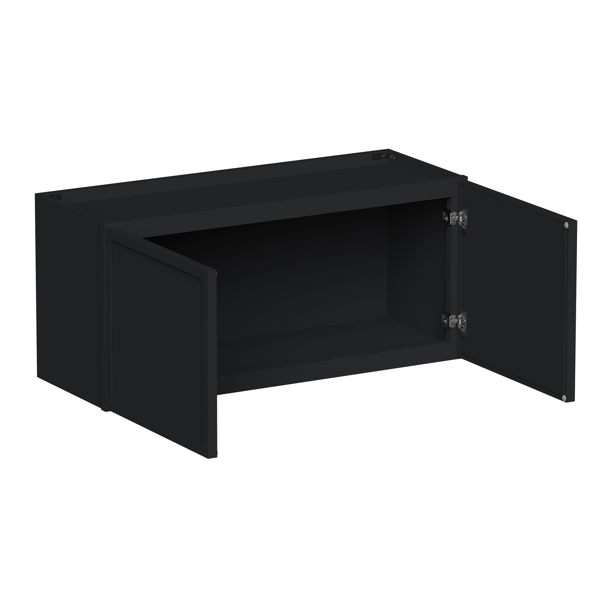 Slim Ebony Black Shaker RTA 24"-36"W x 12"-24"H x 12"D 17-Size Short Wall Cabinet with 2 Doors