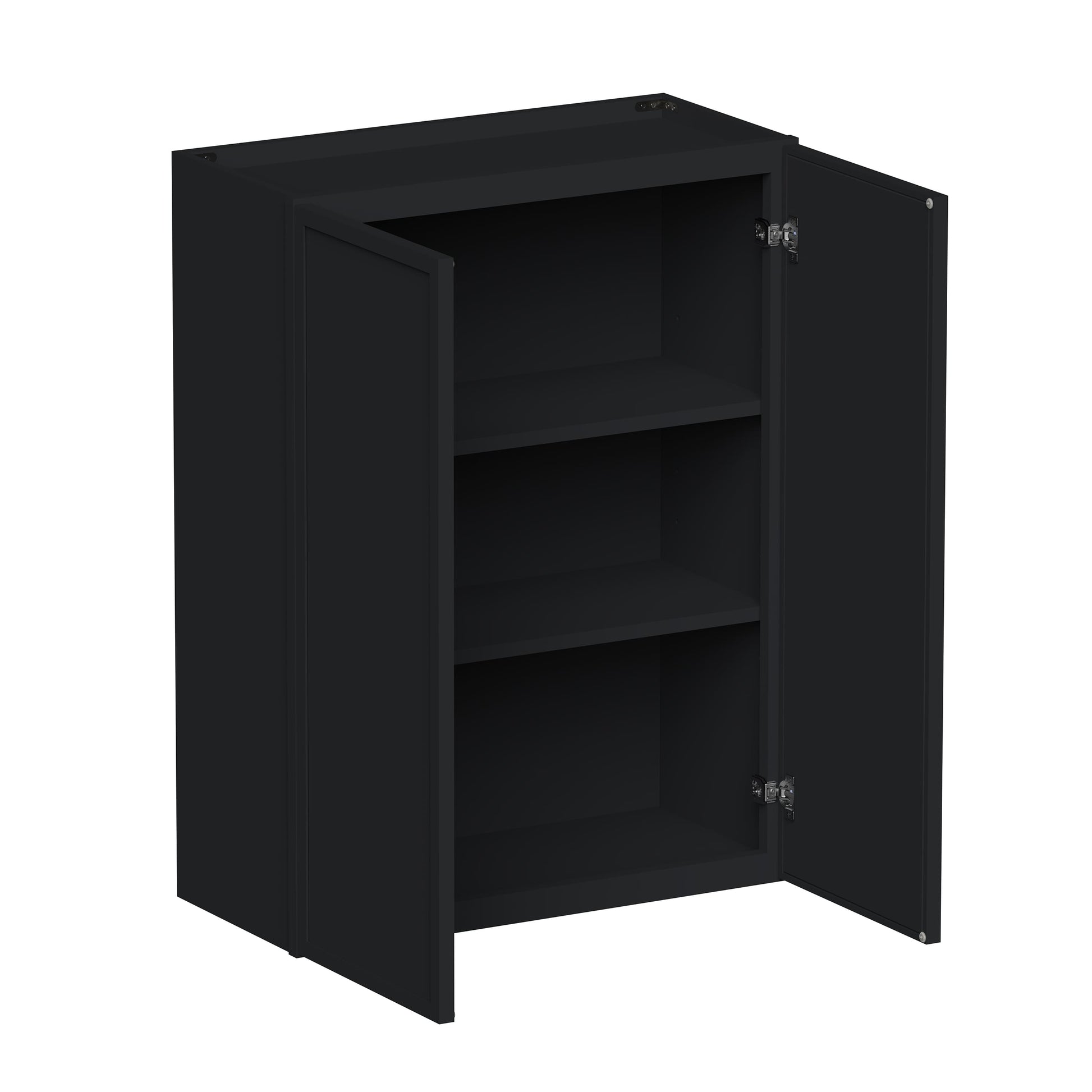 Slim Ebony Black Shaker RTA 24"-36"W x 30"/36"/42"H x 12"D 15-Size Standard Wall Cabinet with 2 Doors