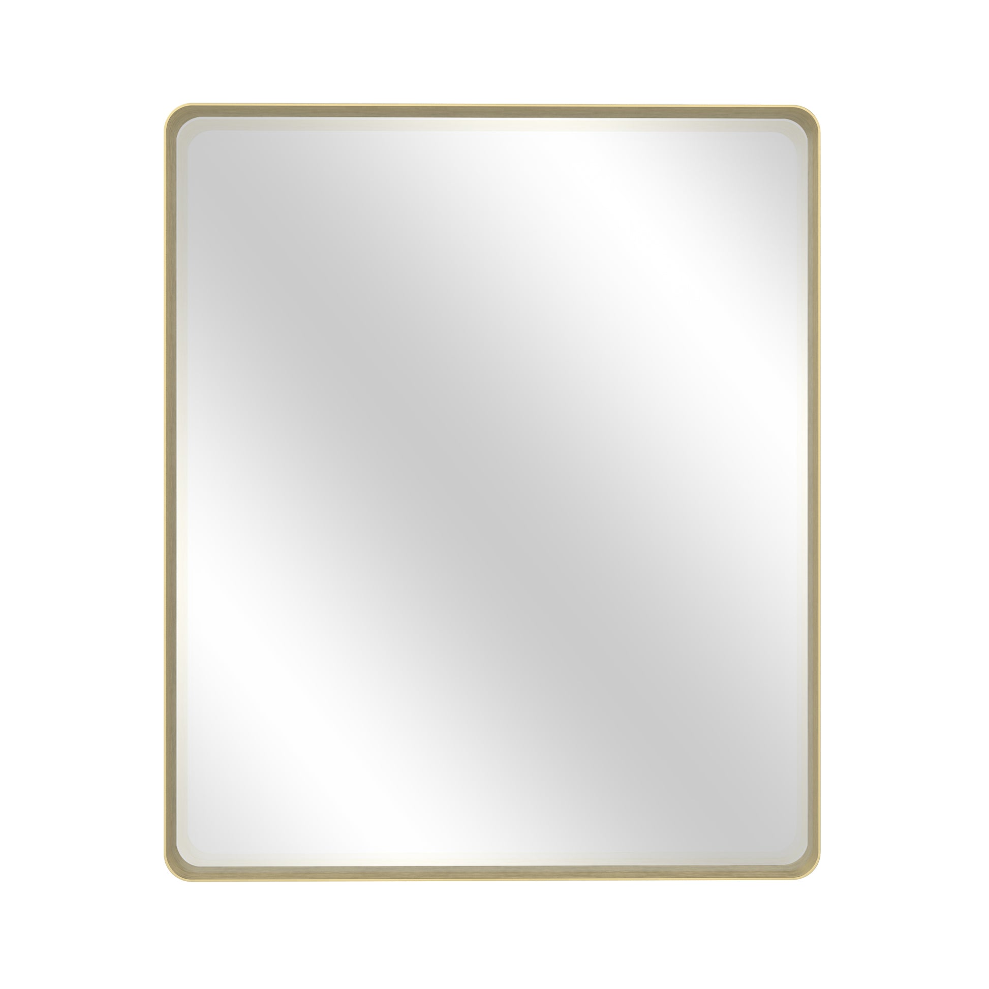 Tempered Glass Wall-Mounted Mirror with Gold Metal Frame