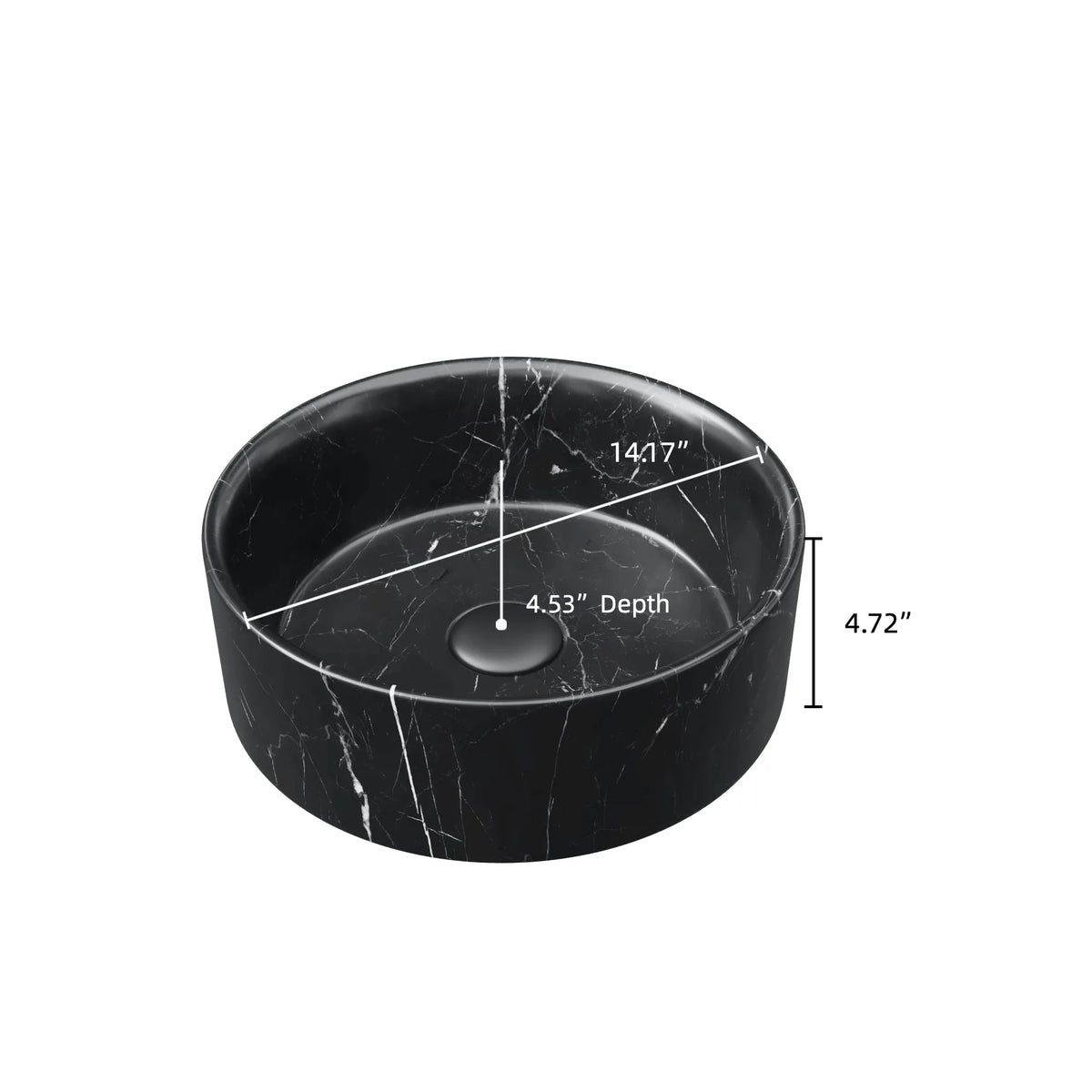 14" Round Vessel Bathroom Sink in 5 Finishes, Ceramic or Transparent Glass