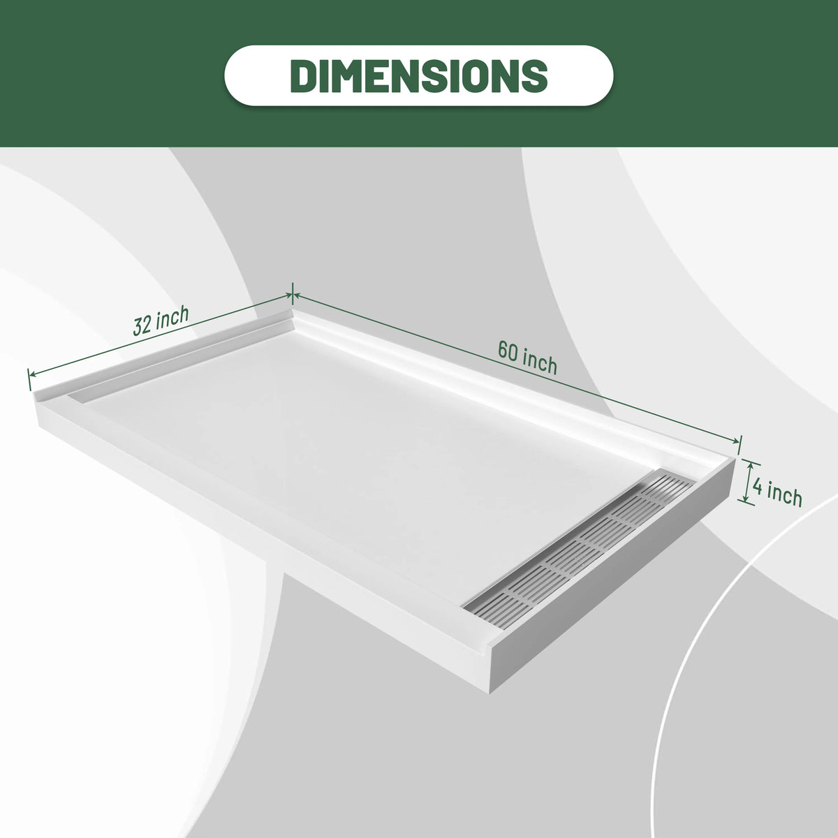 48"/60"x36"/32" Matte White Solid Composite Stone Shower Base with Anti-Slip Textured