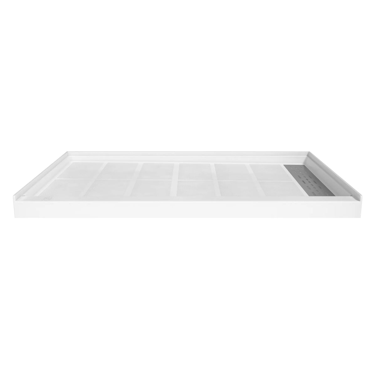 48"/60" x 30"/32"/36" White SMC Rectangular Shower Base with Non-Slip Texture, Left/Right Drain