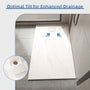 Curbless SMC Shower Base with Flamed Rock Slip-Resistant Surface, Reversible Drain