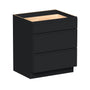 Slim Ebony Black Shaker RTA 12"-36"W x 34.5"H x 24"D 9-Size Drawer Base Cabinet with 3 Drawers