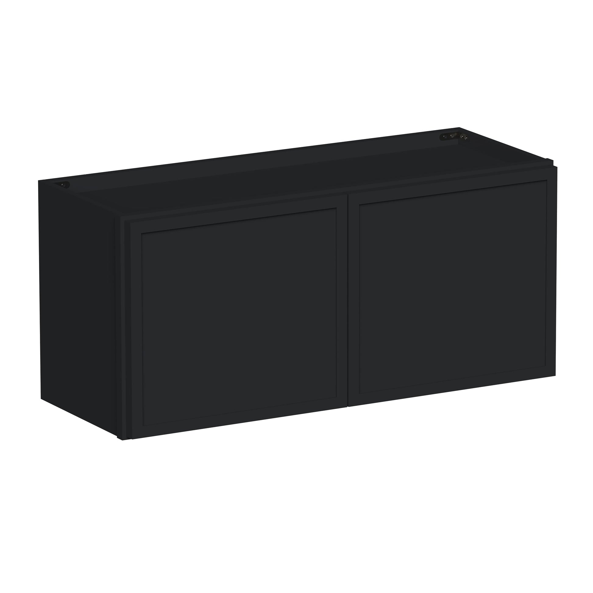 Slim Ebony Black Shaker RTA 24"-36"W x 12"-24"H x 12"D 17-Size Short Wall Cabinet with 2 Doors