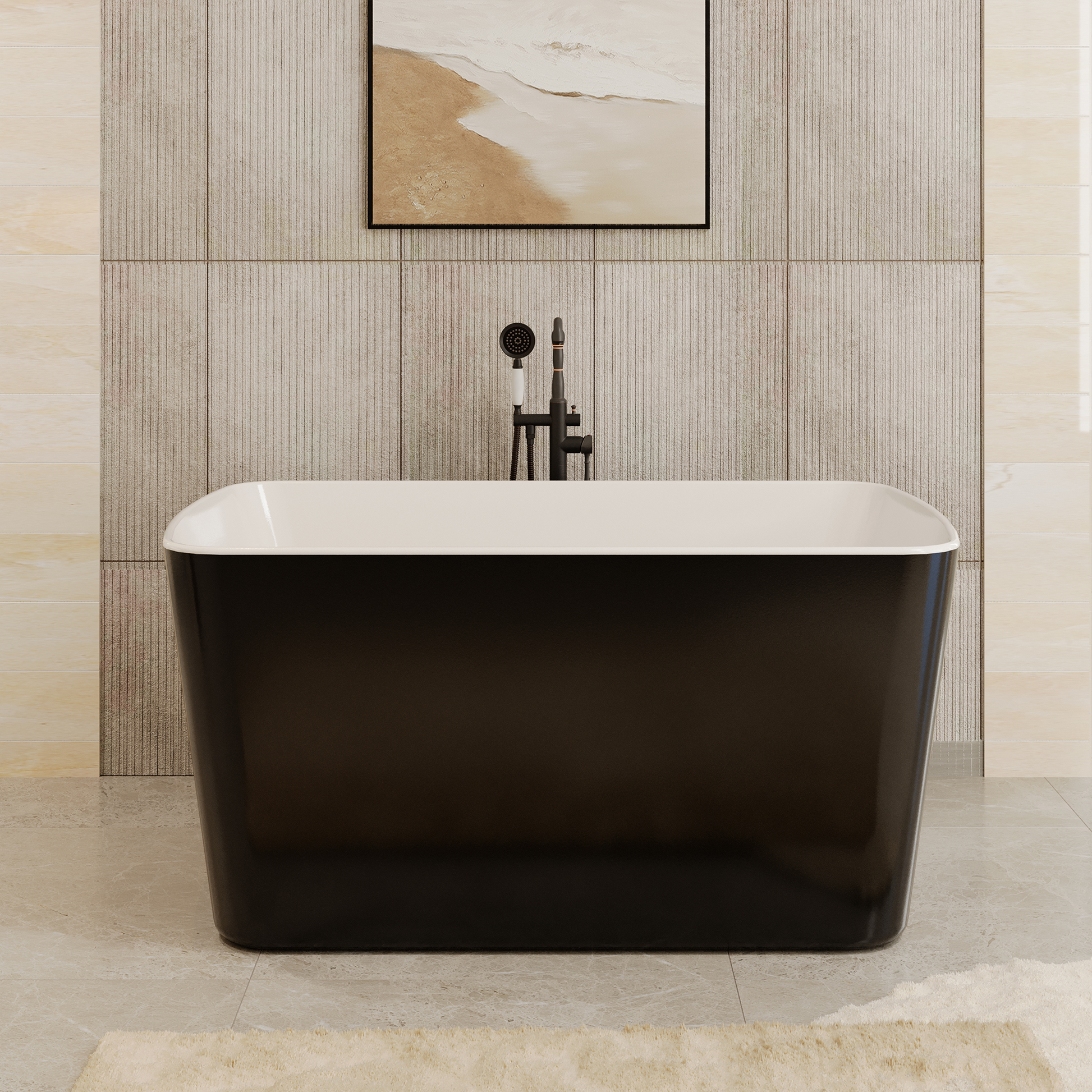 49" Acrylic Freestanding Japanese Soaking Hot Tub with Overflow and Drain