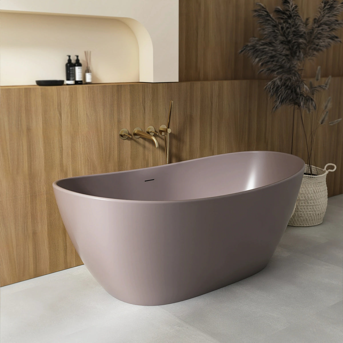 65" Artificial Stone Solid Surface Freestanding Bathtub for Bathroom