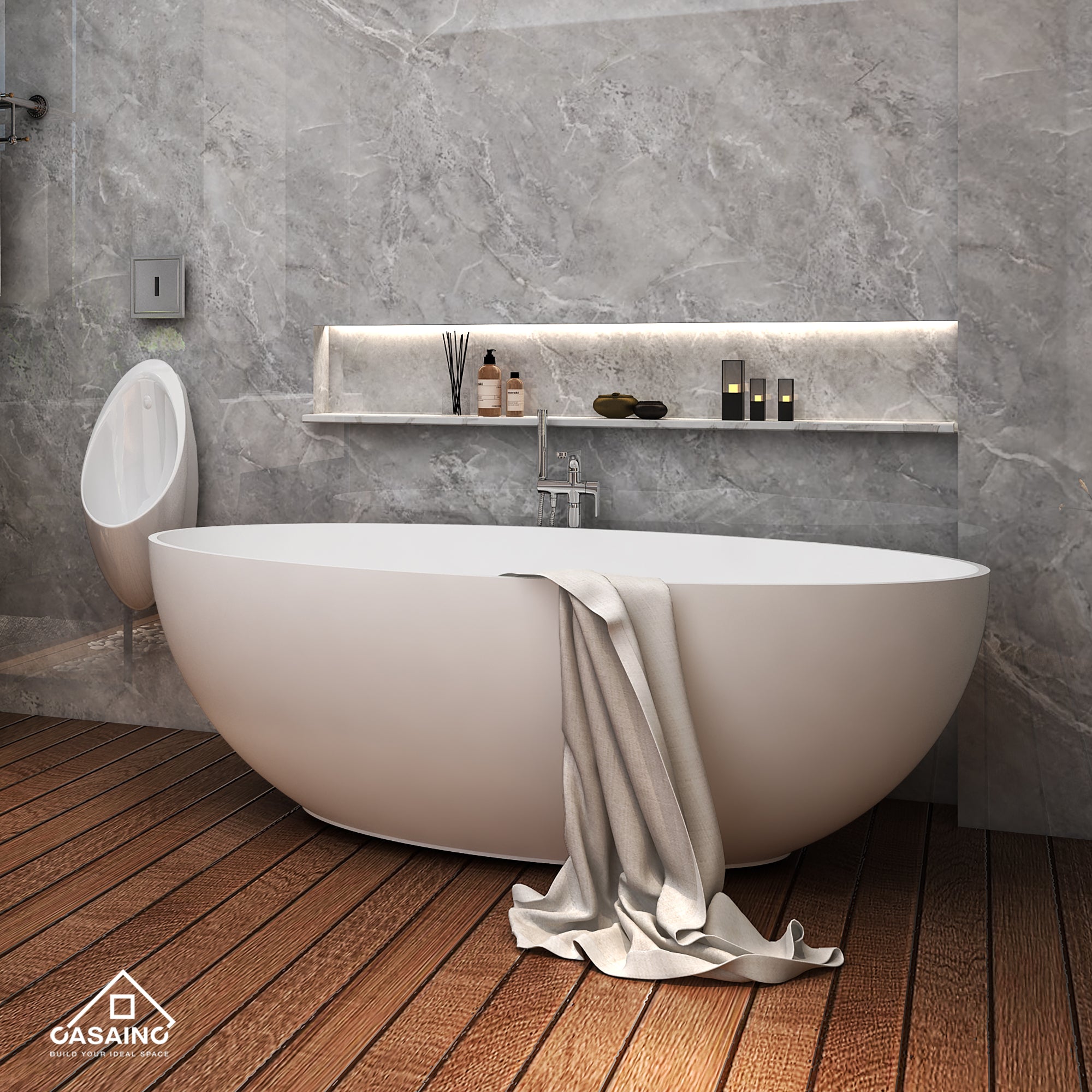 55/61/65/71 in. Solid Surface Free-Standing Bathtub with Centre