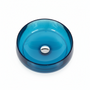 17.7-inch Round Transparent Resin Bathroom Vessel Sink with Drainer