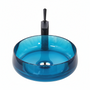 17.7-inch Round Transparent Resin Bathroom Vessel Sink with Drainer