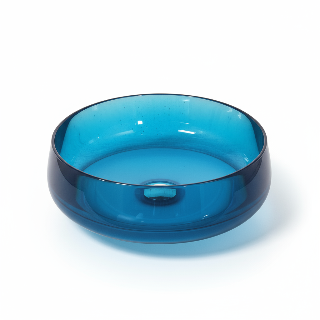 17.7-inch Round Transparent Resin Bathroom Vessel Sink with Drainer