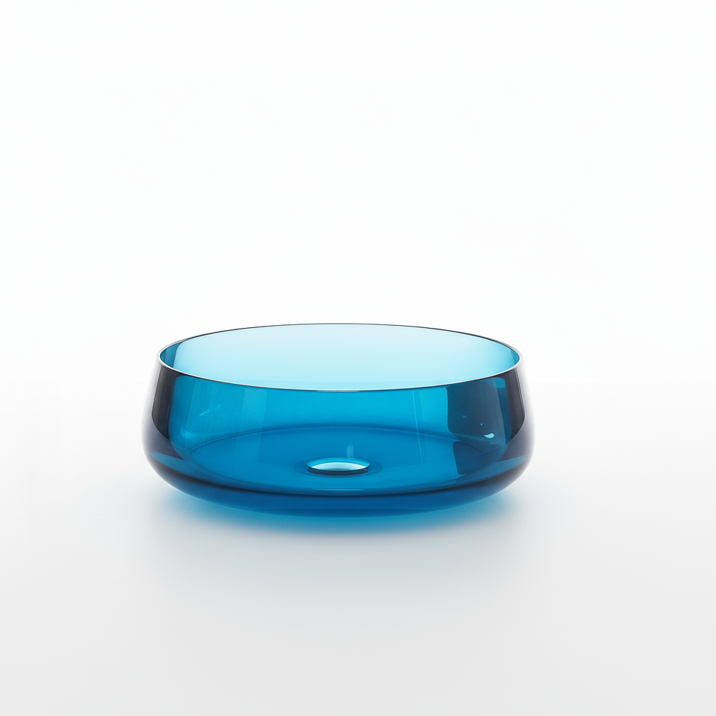 17.7-inch Round Transparent Resin Bathroom Vessel Sink with Drainer
