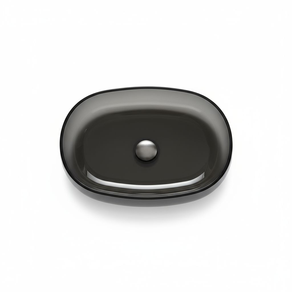 23-inch Oval Transparent Resin Bathroom Vessel Sink with Drainer