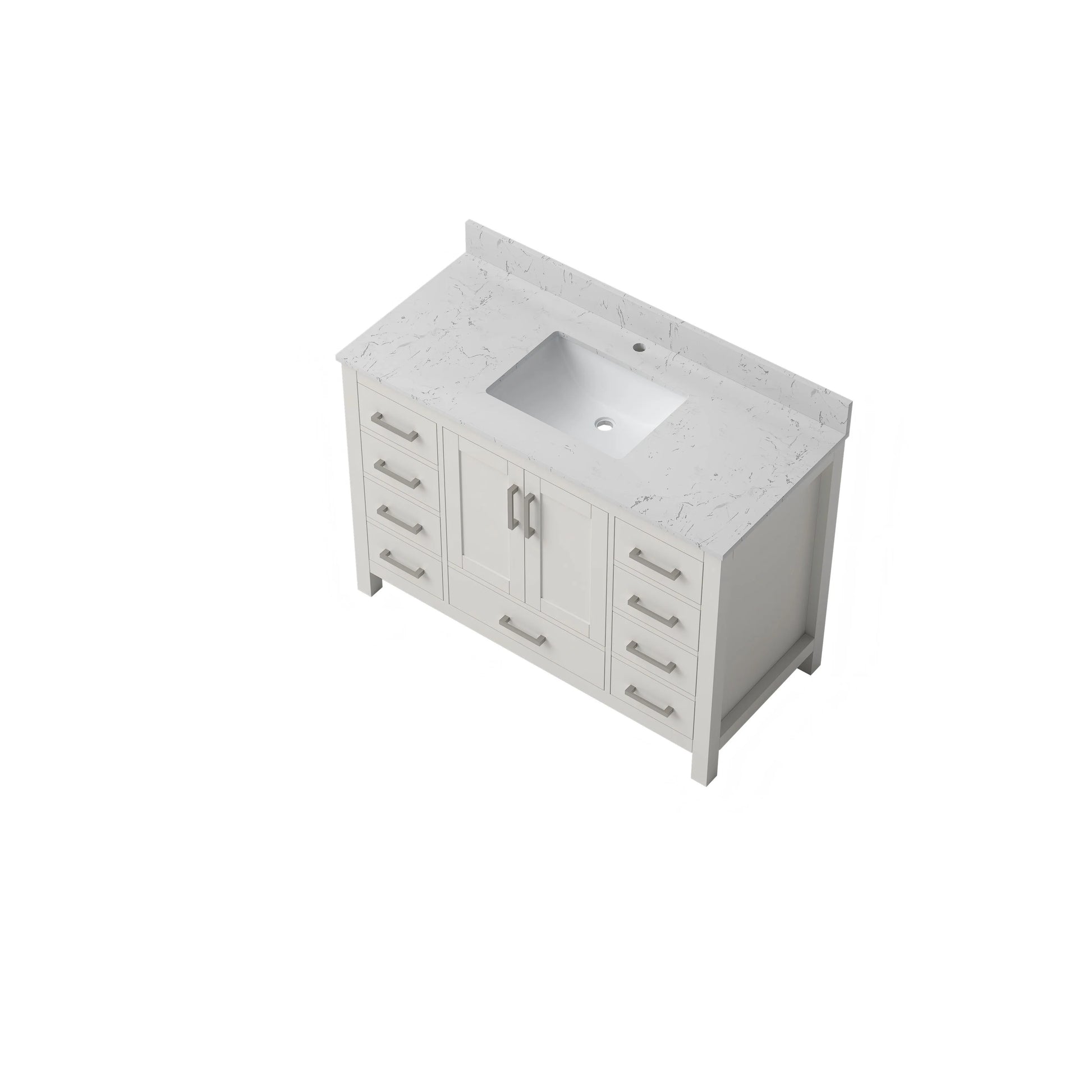 30"/36"/48"/72" Freestanding Bathroom Vanity with White Marble-Pattern Artificial Stone Top
