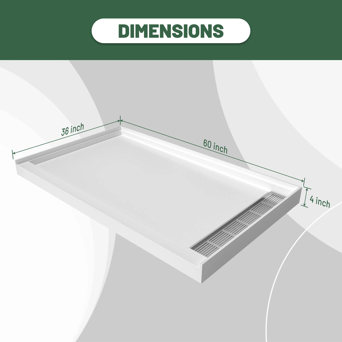 48"/60"x36"/32" Matte White Solid Composite Stone Shower Base with Anti-Slip Textured