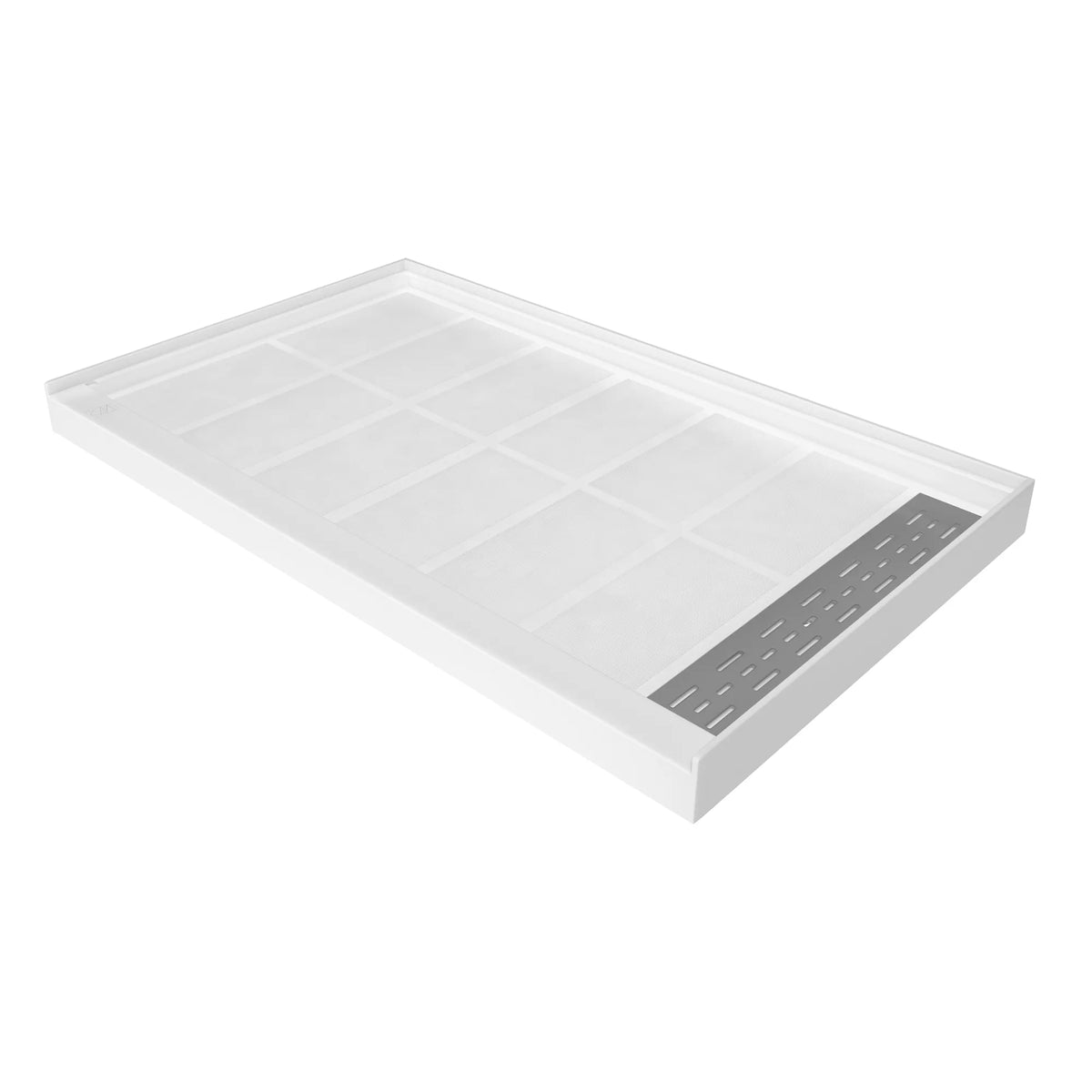 48"/60" x 30"/32"/36" White SMC Rectangular Shower Base with Non-Slip Texture, Left/Right Drain