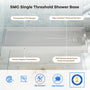 60"x30"/32" Grey One-Piece SMC Shower Pan Base with Anti-Slip Texture