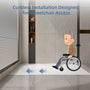 Curbless SMC Shower Base with Flamed Rock Slip-Resistant Surface, Reversible Drain