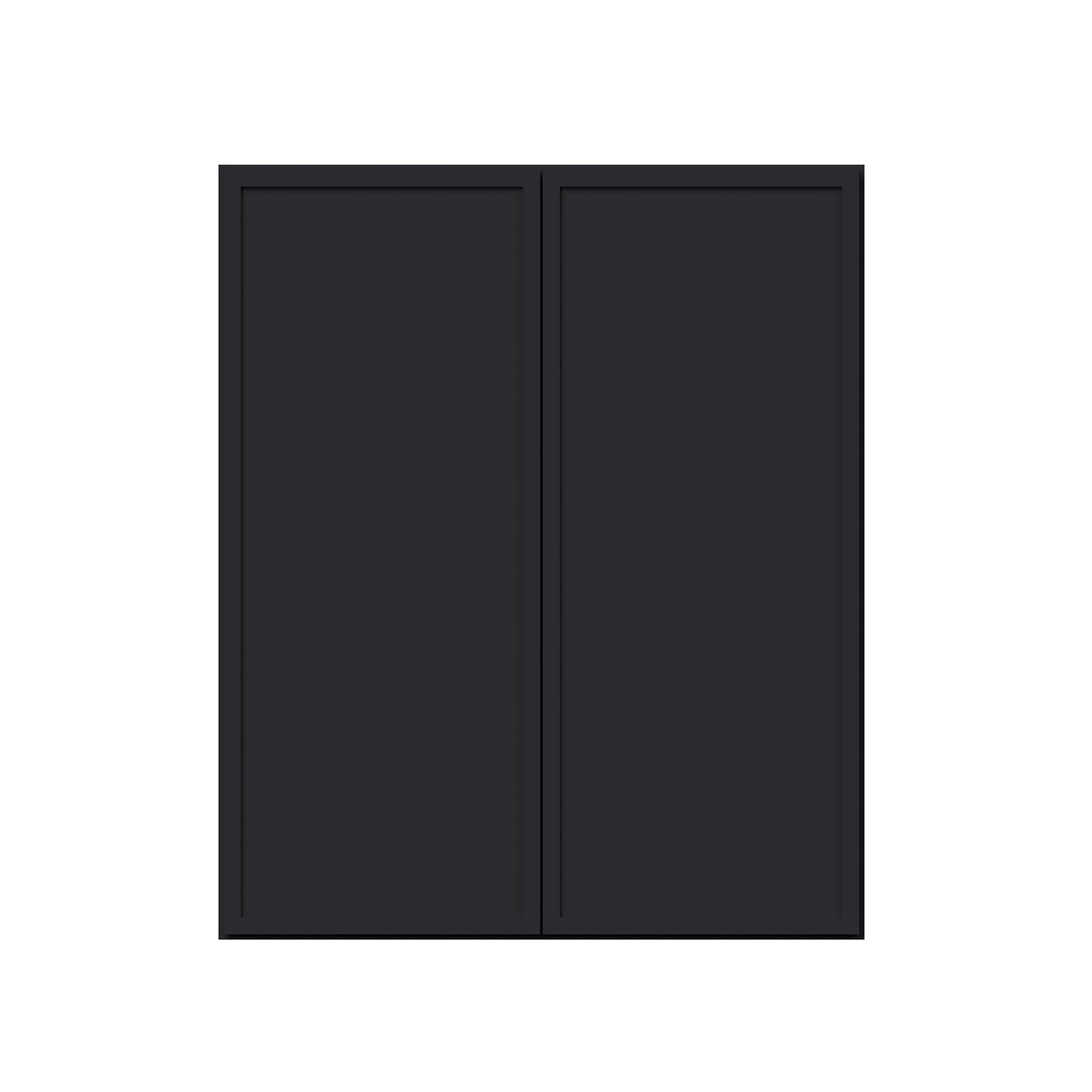 Slim Ebony Black Shaker RTA 24"-36"W x 30"/36"/42"H x 12"D 15-Size Standard Wall Cabinet with 2 Doors