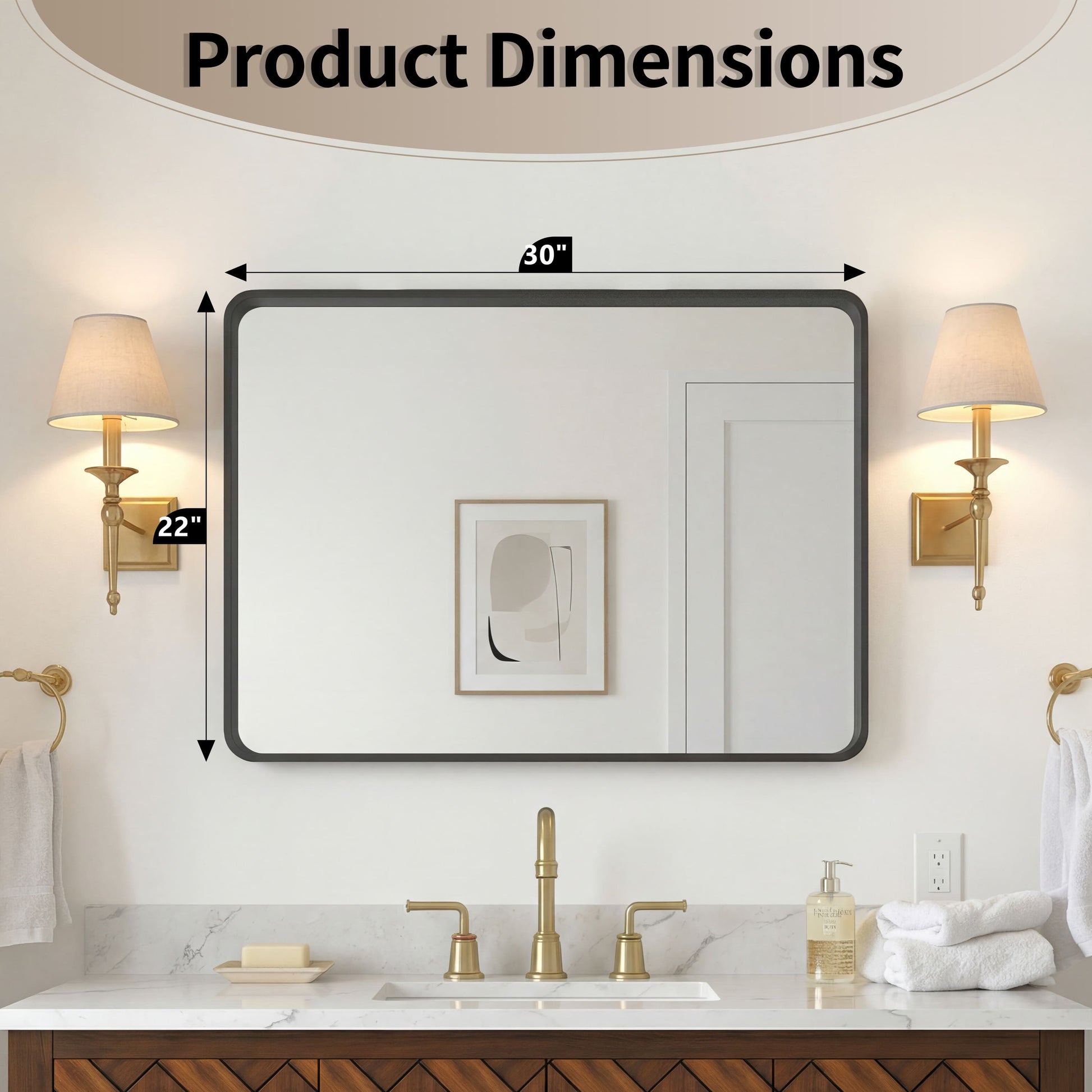 22"-72" W x 28"-40" H 14-Size Modern Aluminum Framed Beveled Bathroom Vanity Mirror with HD Reflection