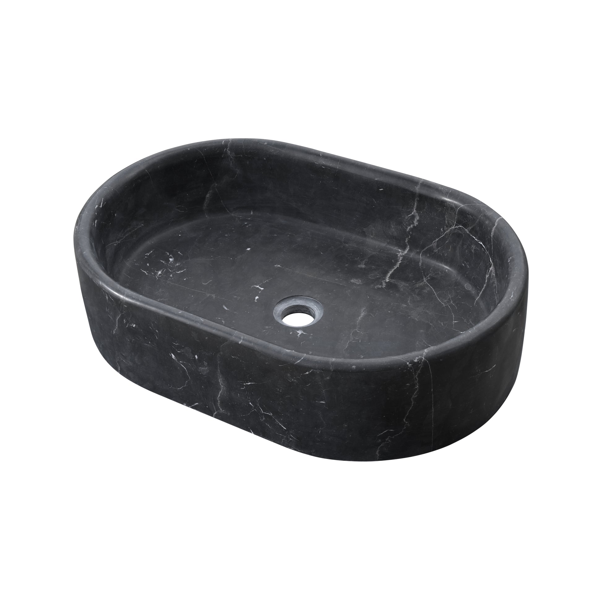 23.6" Bathroom Oval Dark Gray Matte Finish Marble Vessel Sink
