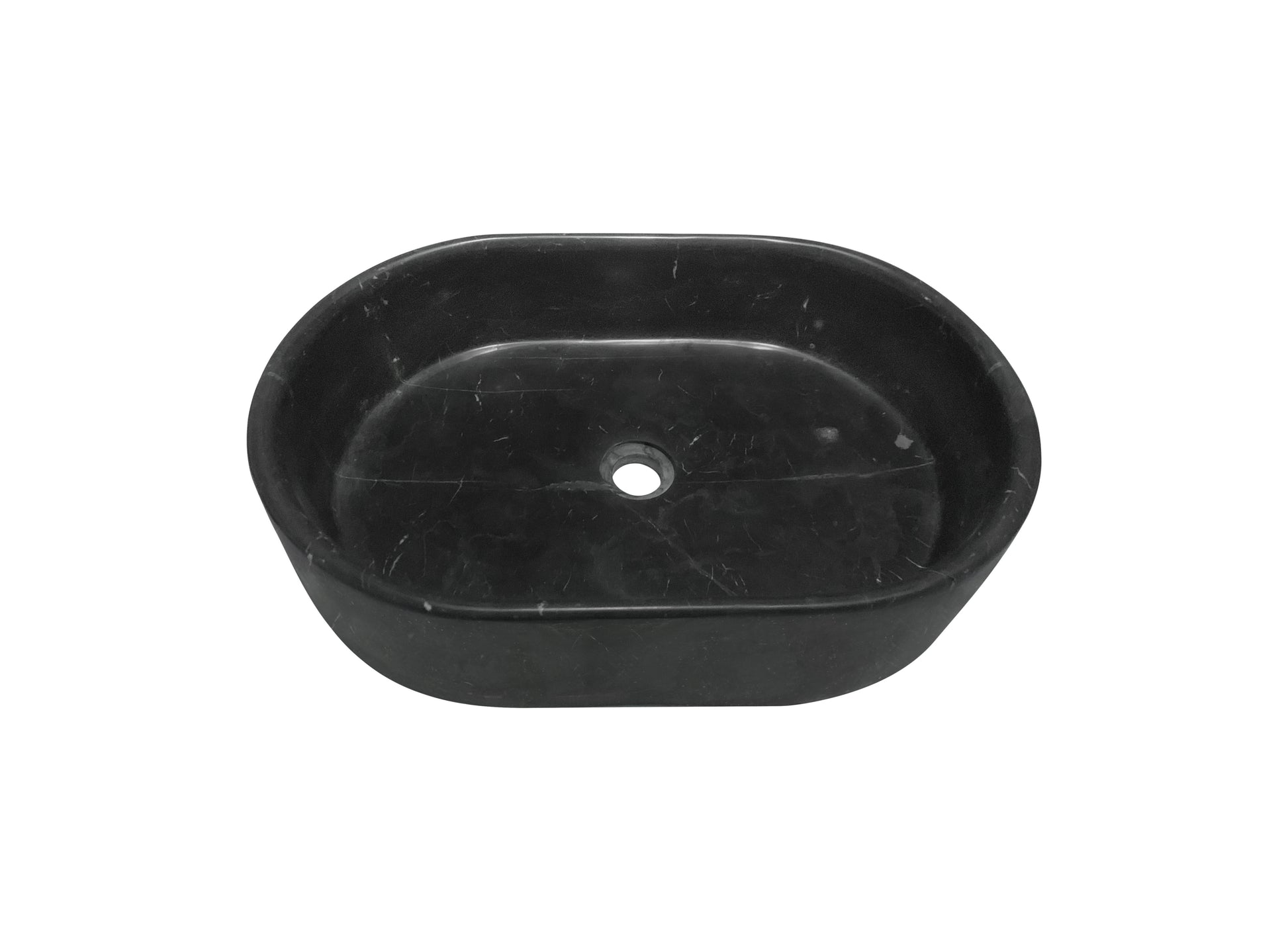 23.6" Bathroom Oval Dark Gray Matte Finish Marble Vessel Sink