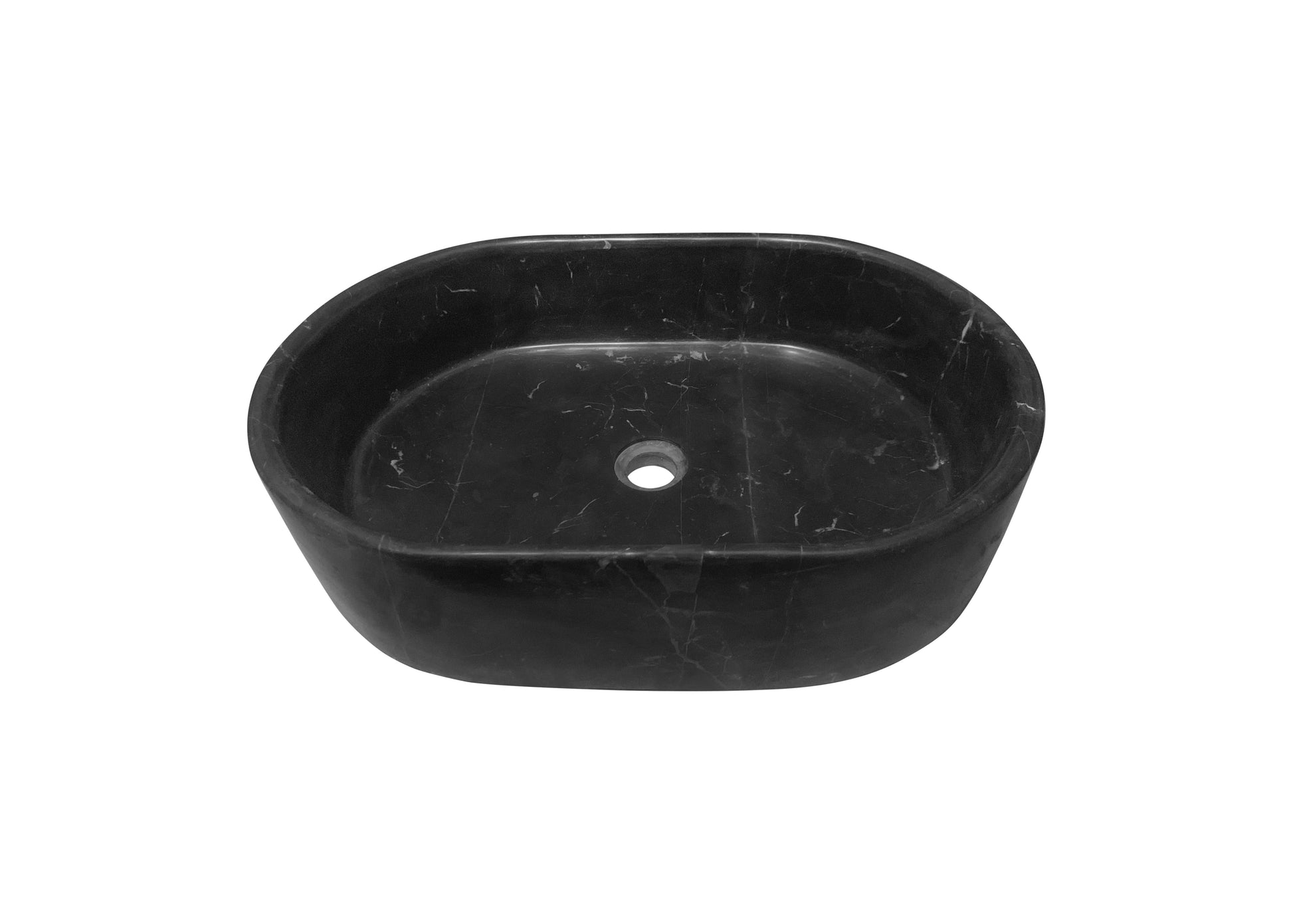 23.6" Bathroom Oval Dark Gray Matte Finish Marble Vessel Sink