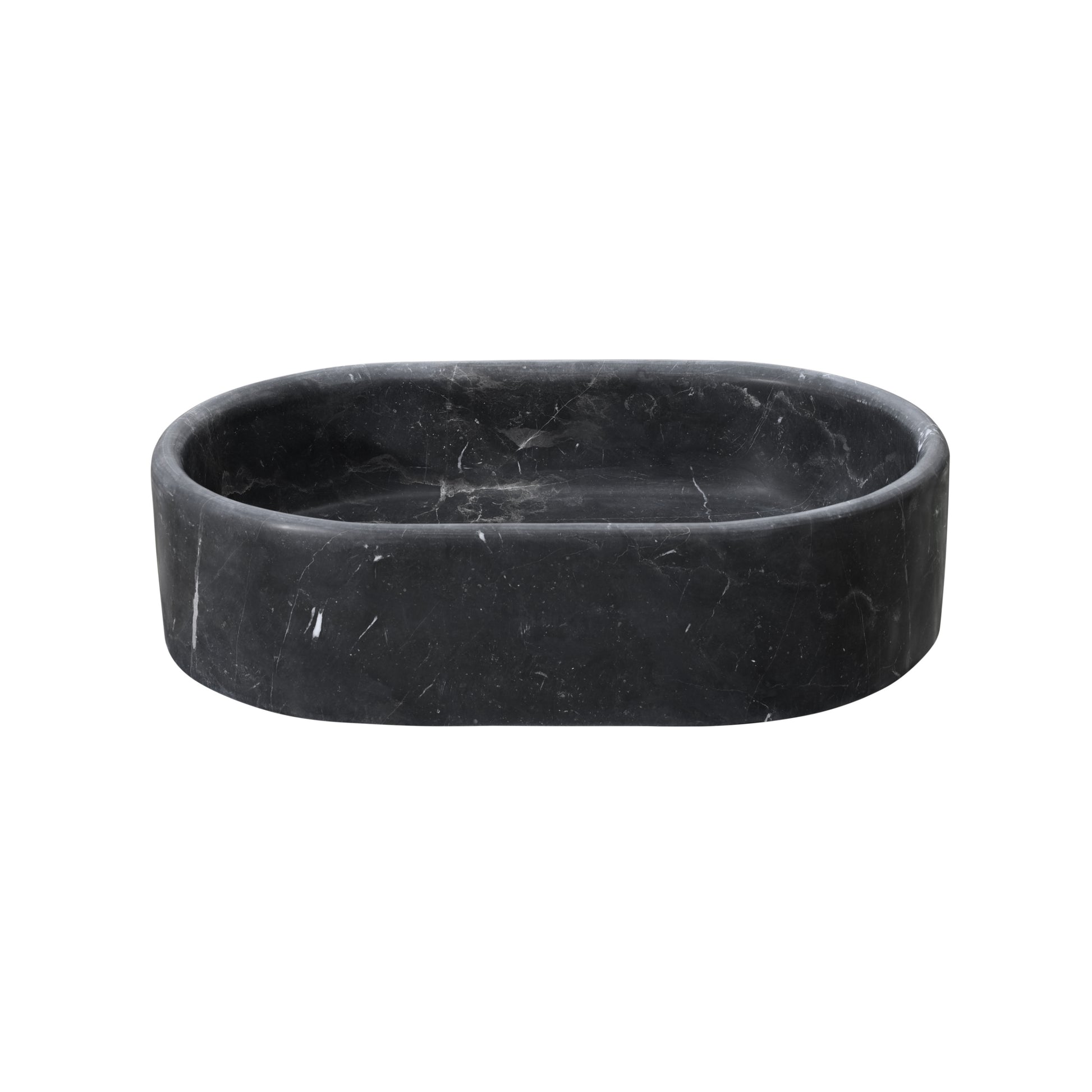 23.6" Bathroom Oval Dark Gray Matte Finish Marble Vessel Sink