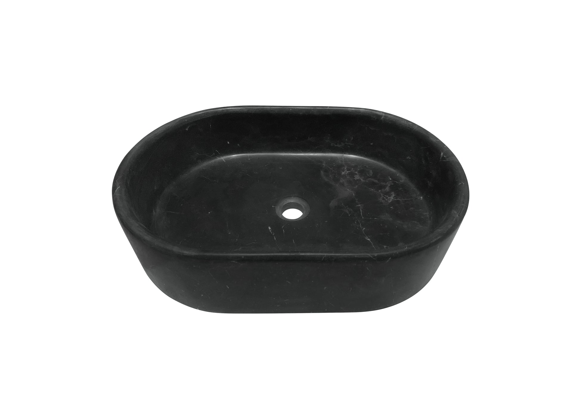 23.6" Bathroom Oval Dark Gray Matte Finish Marble Vessel Sink