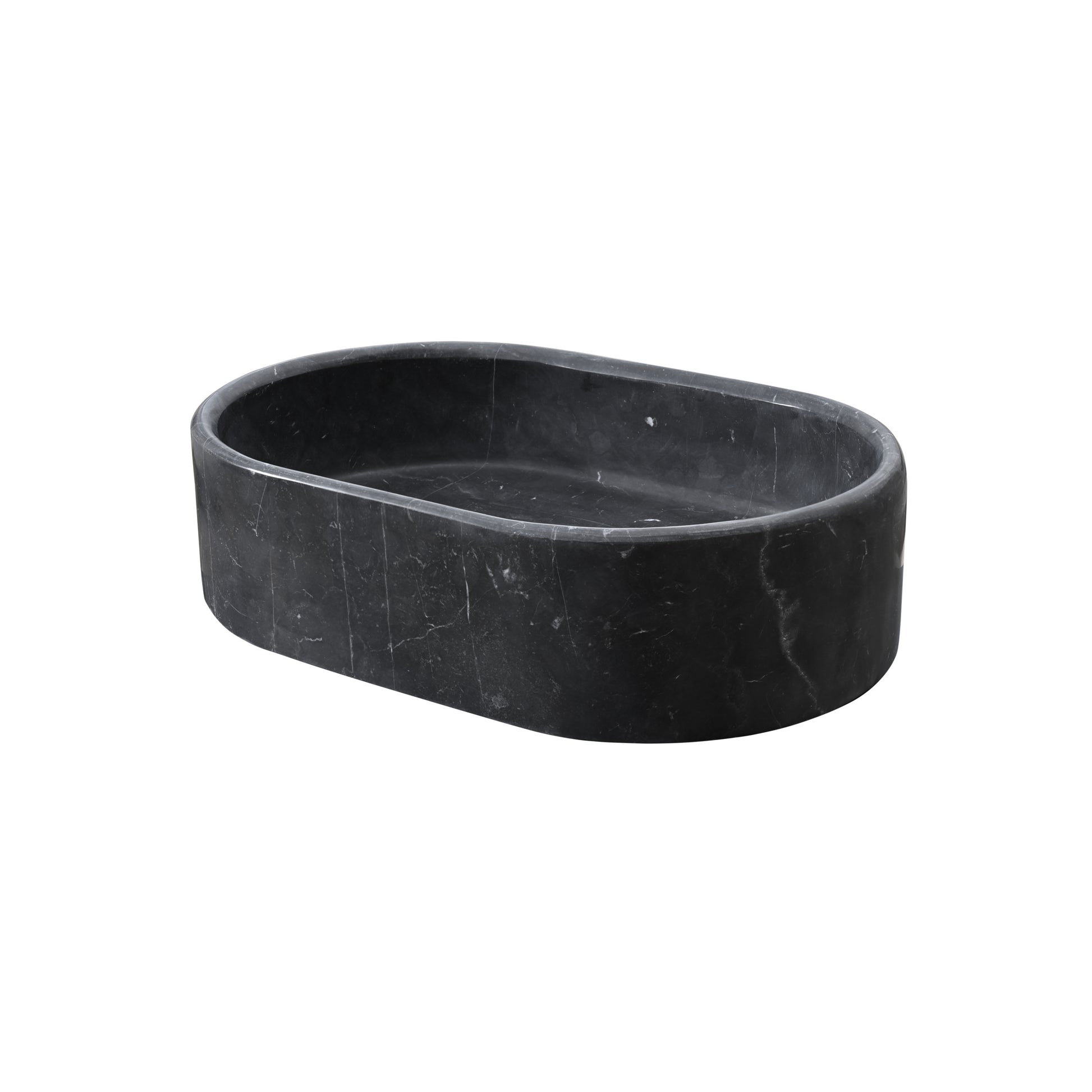 23.6" Bathroom Oval Dark Gray Matte Finish Marble Vessel Sink