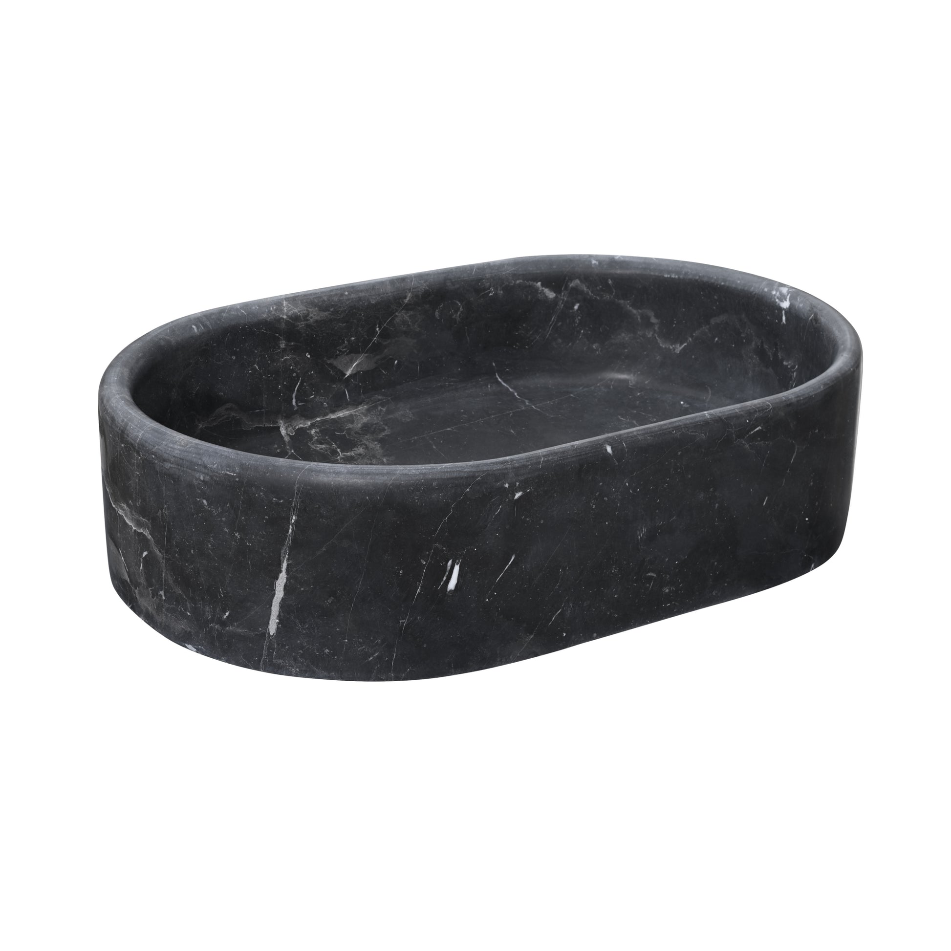 23.6" Bathroom Oval Dark Gray Matte Finish Marble Vessel Sink