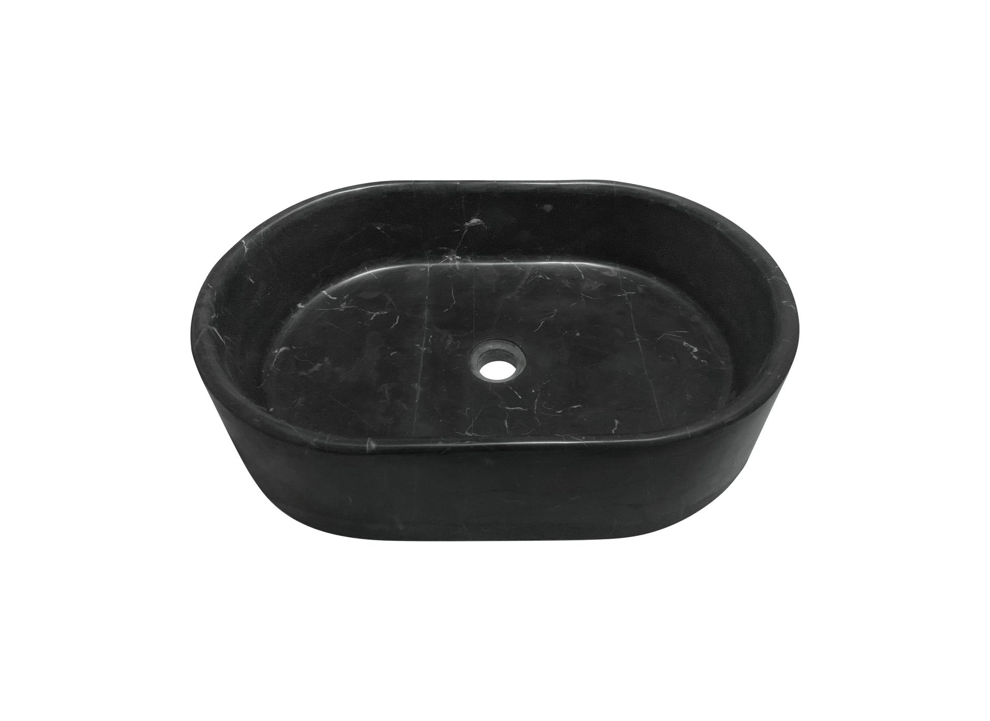 23.6" Bathroom Oval Dark Gray Matte Finish Marble Vessel Sink